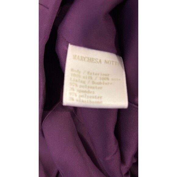 MARCHESA NOTTE Purple Silk Gold Sequin Ruched Long Evening Dress Ret $1095 Sz 16 - Picture 11 of 13